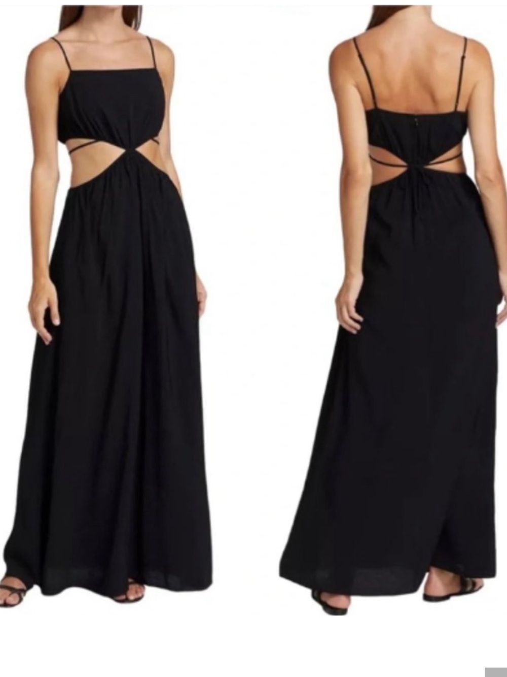Jonathan Simkhai Black Cutout Spaghetti-Strap Maxi Dress